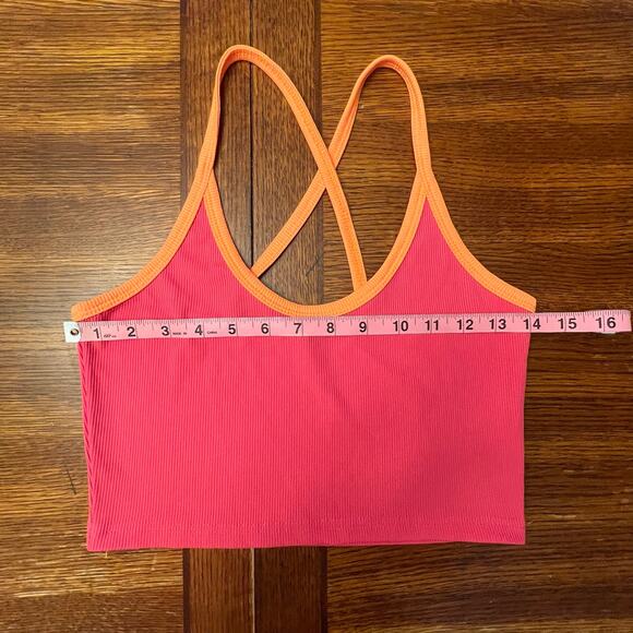 SHEIN Cross Back Hot Pink Strappy Spaghetti Strap Crop Top Medium - Picture 3 of 9